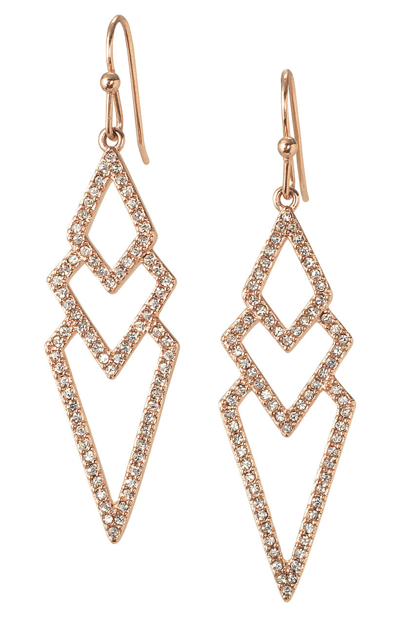 Rose Gold Pave Spear Earrings