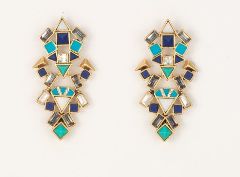 Stone Tile Chandelier Earrings