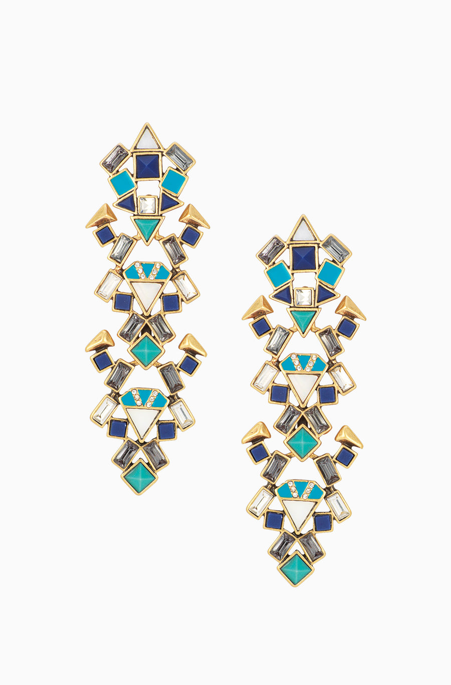 Stone Tile Chandelier Earrings