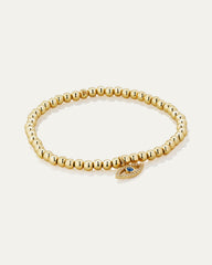 Evil Eye Gold Beaded Stretch Bracelet