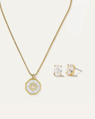 Estelle Reversible Necklace & Sparkle Oval Studs