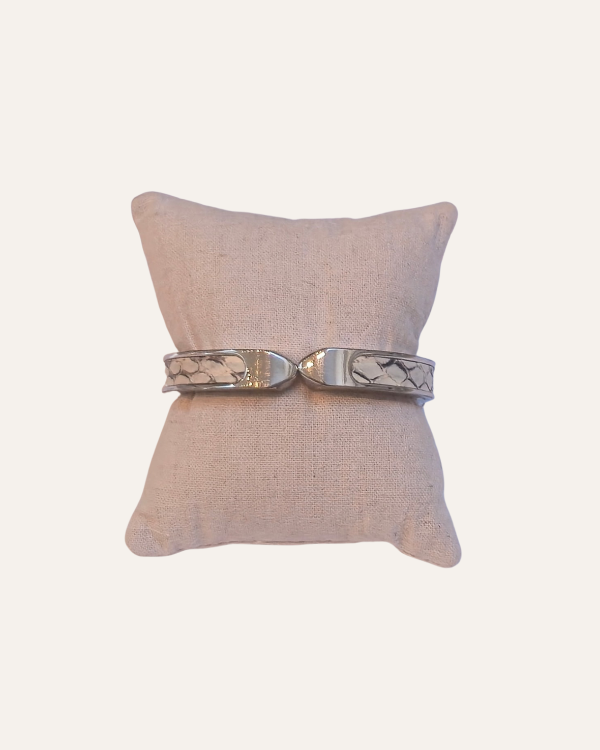 White Snakeskin and Silver Cuff [B223WH]