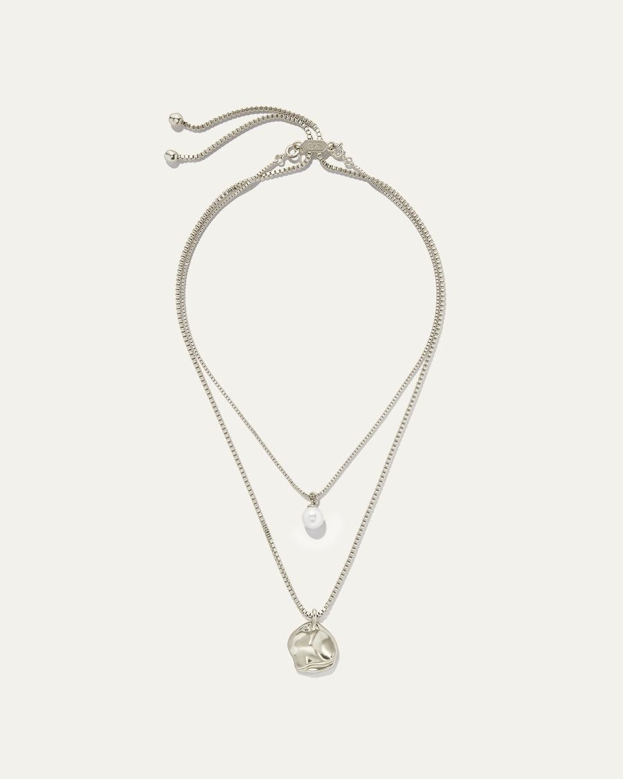 Gaia Pearl Layering Necklace | Silver