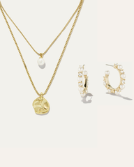 Gaia Pearl Layering Necklace & Hoop Bundle