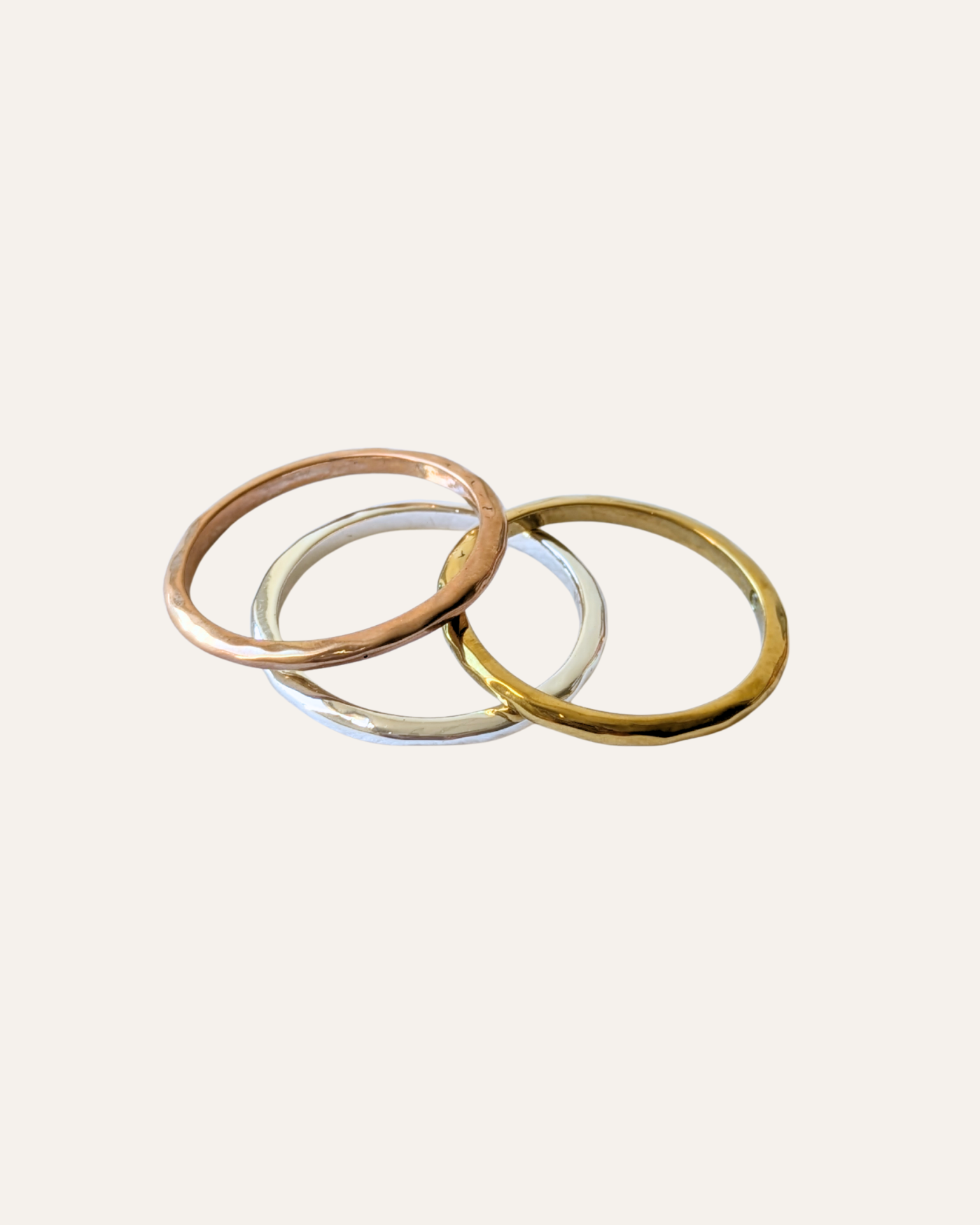 Essential Hammered Stacking Rings | Mixed Metal