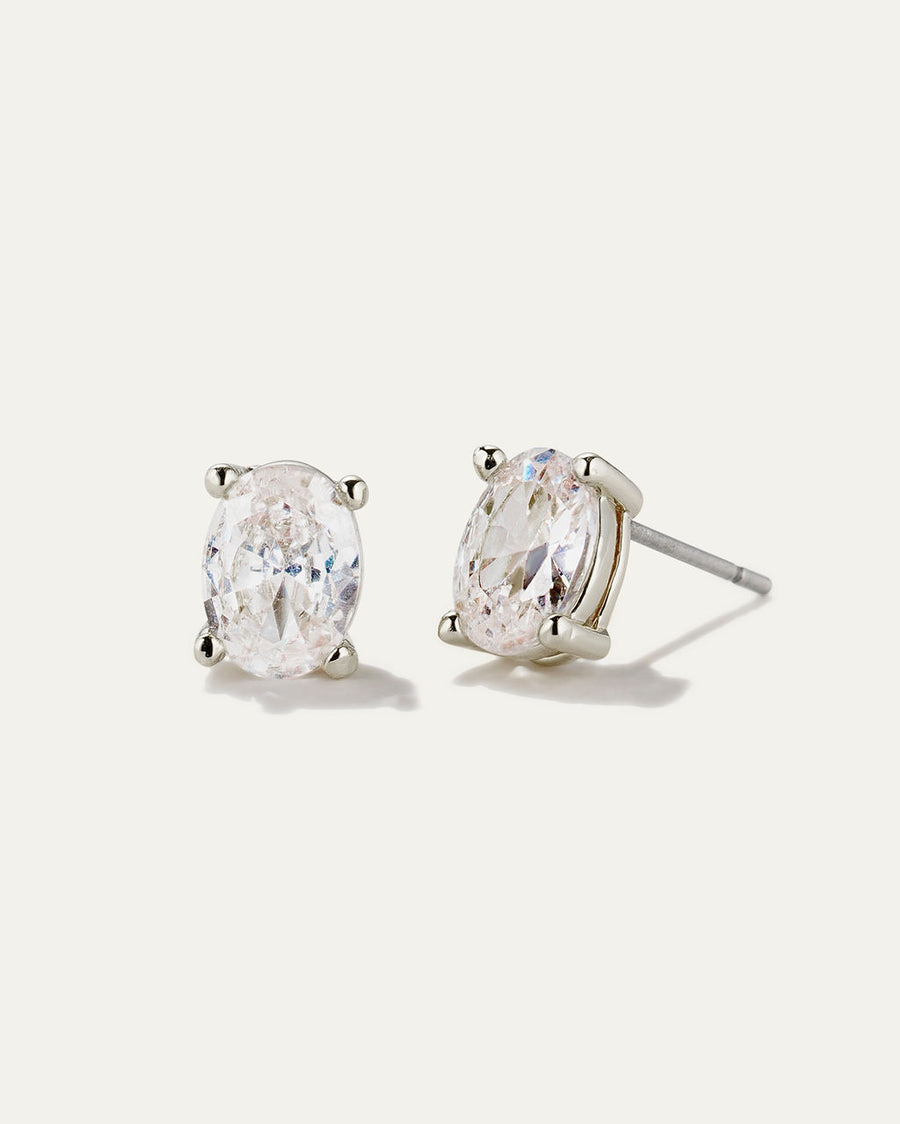 Simulated Diamond Oval Stud Earrings - Inheritance Collection