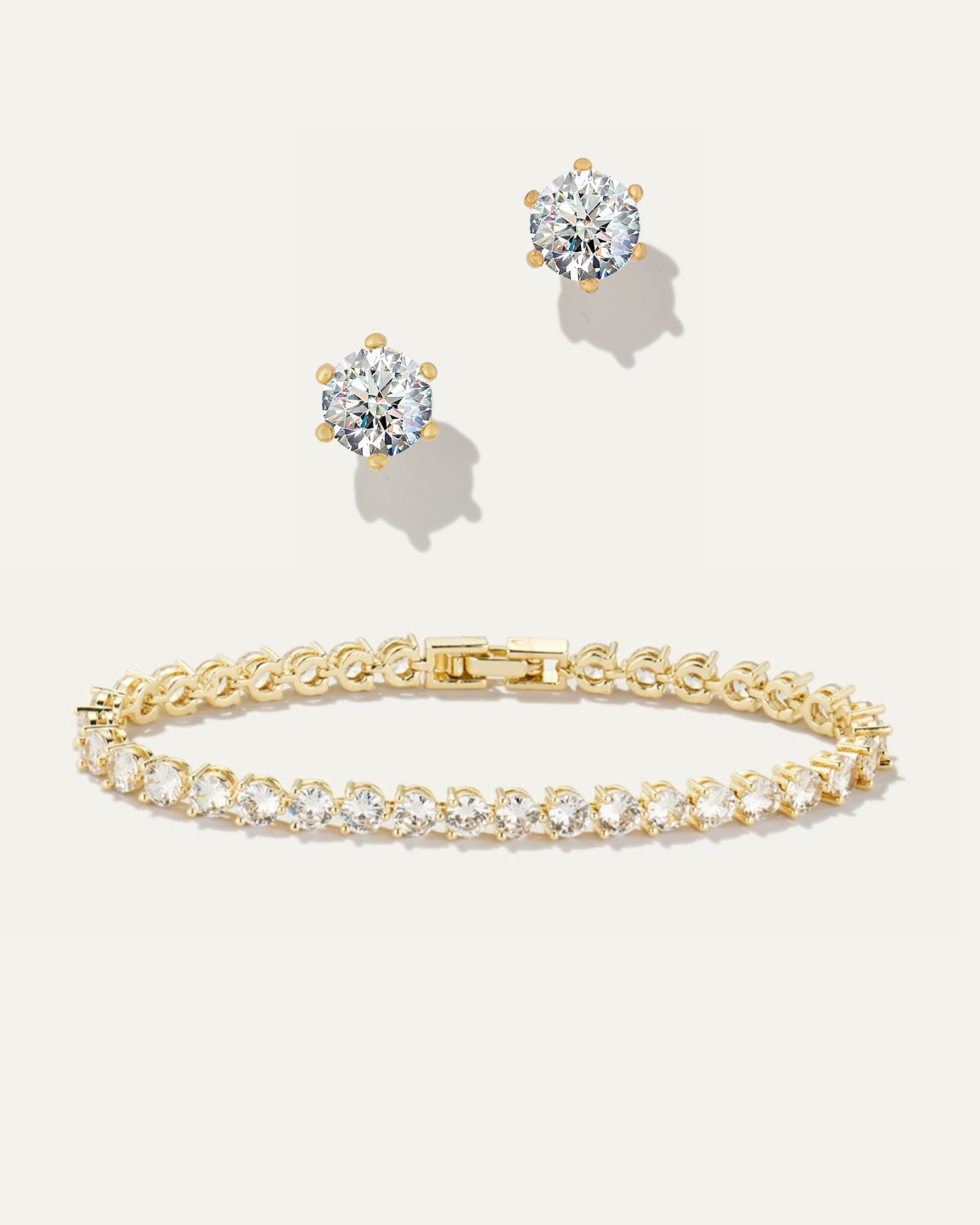 Inheritance Tennis Bracelet & Sparkle Studs Bundle | Gold