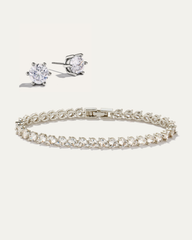Inheritance Tennis Bracelet & Sparkle Studs Bundle | Silver