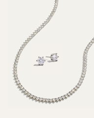 Inheritance Tennis Necklace & Sparkle Studs Bundle | Silver