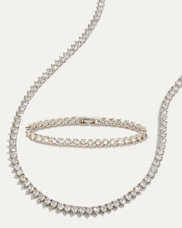 Inheritance Tennis Necklace & Bracelet Bundle | Silver