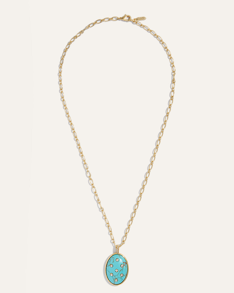 Inlaid Turquoise Pendant Layering Necklace