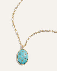 Inlaid Turquoise Pendant Layering Necklace