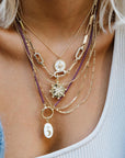 Initial & Horn Charm Necklace Set