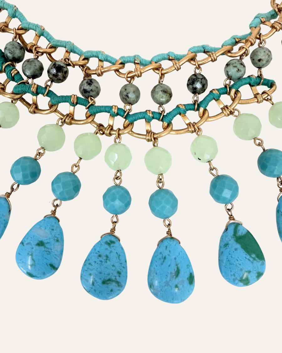 Never Released! Jade and Turquoise Drop Statement Necklace