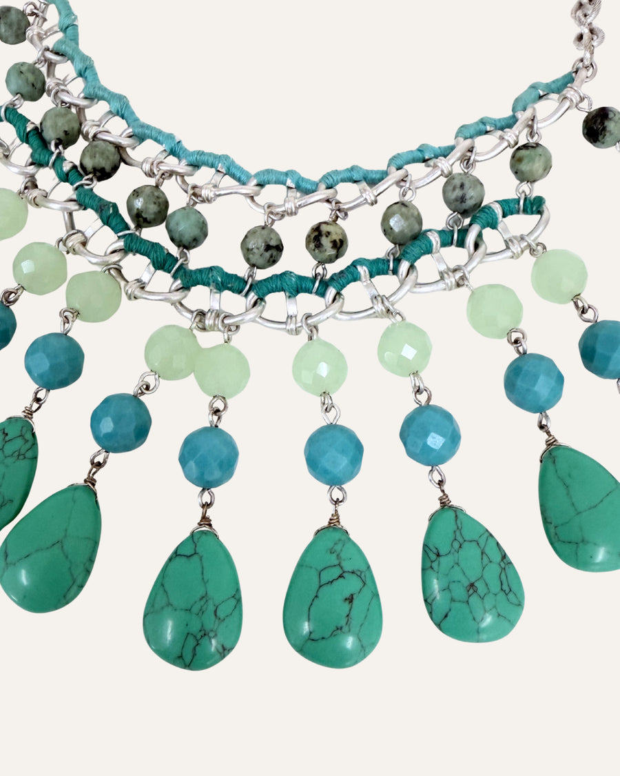 Never Released! Jade and Turquoise Drop Statement Necklace