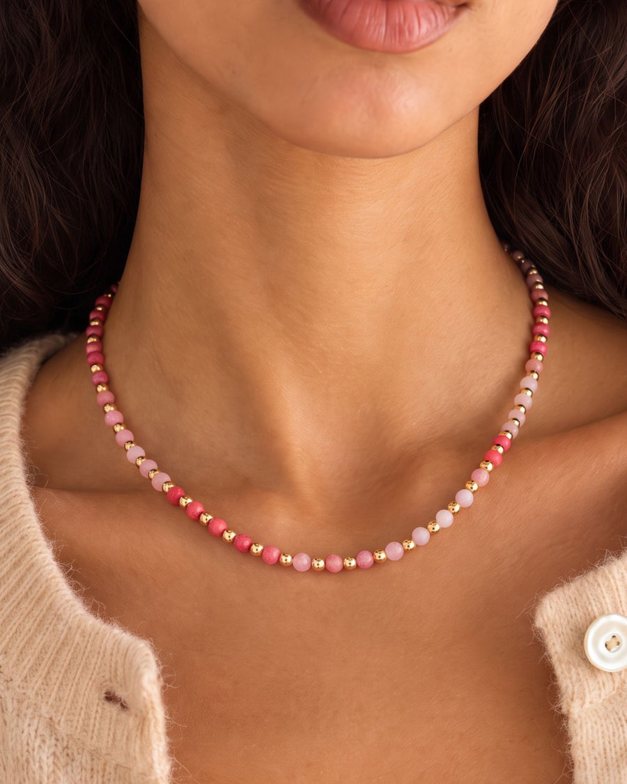 Kate Gemstone Necklace in Pink