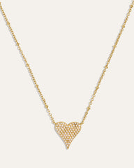 Love You Pave Heart Necklace