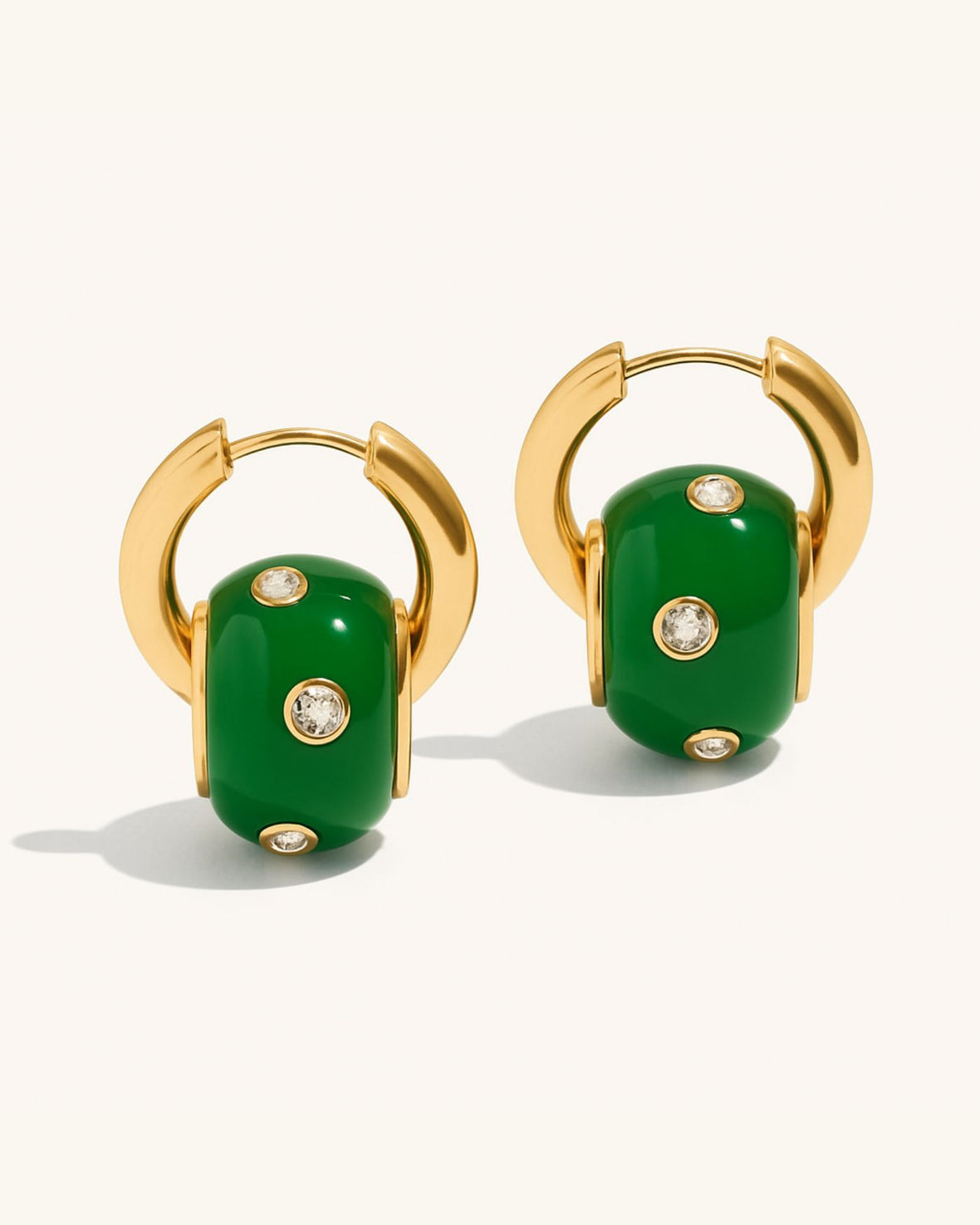 Malachite Rondelle Huggie Earrings