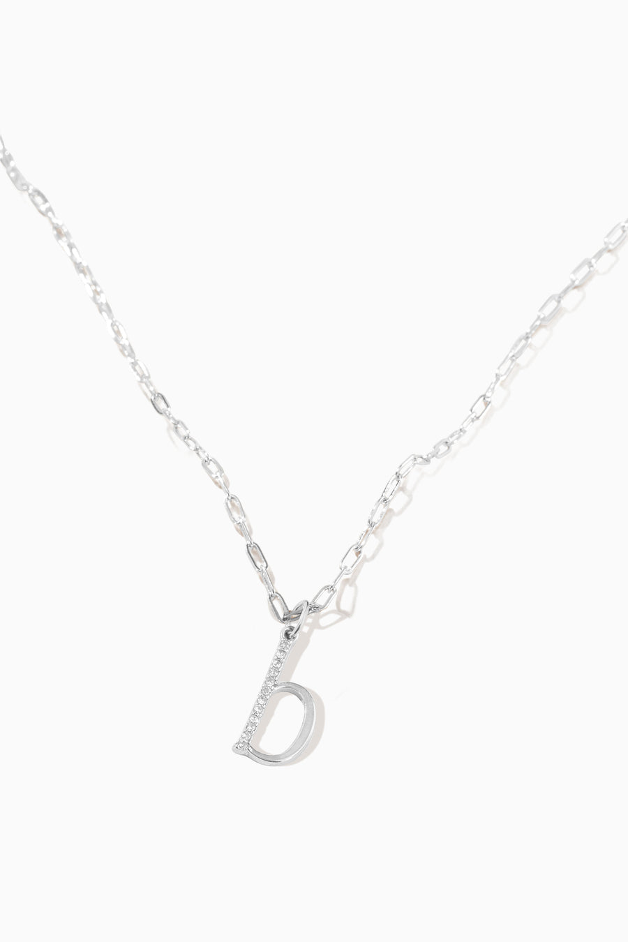 Silver Paperclip Chain + Pave Initial