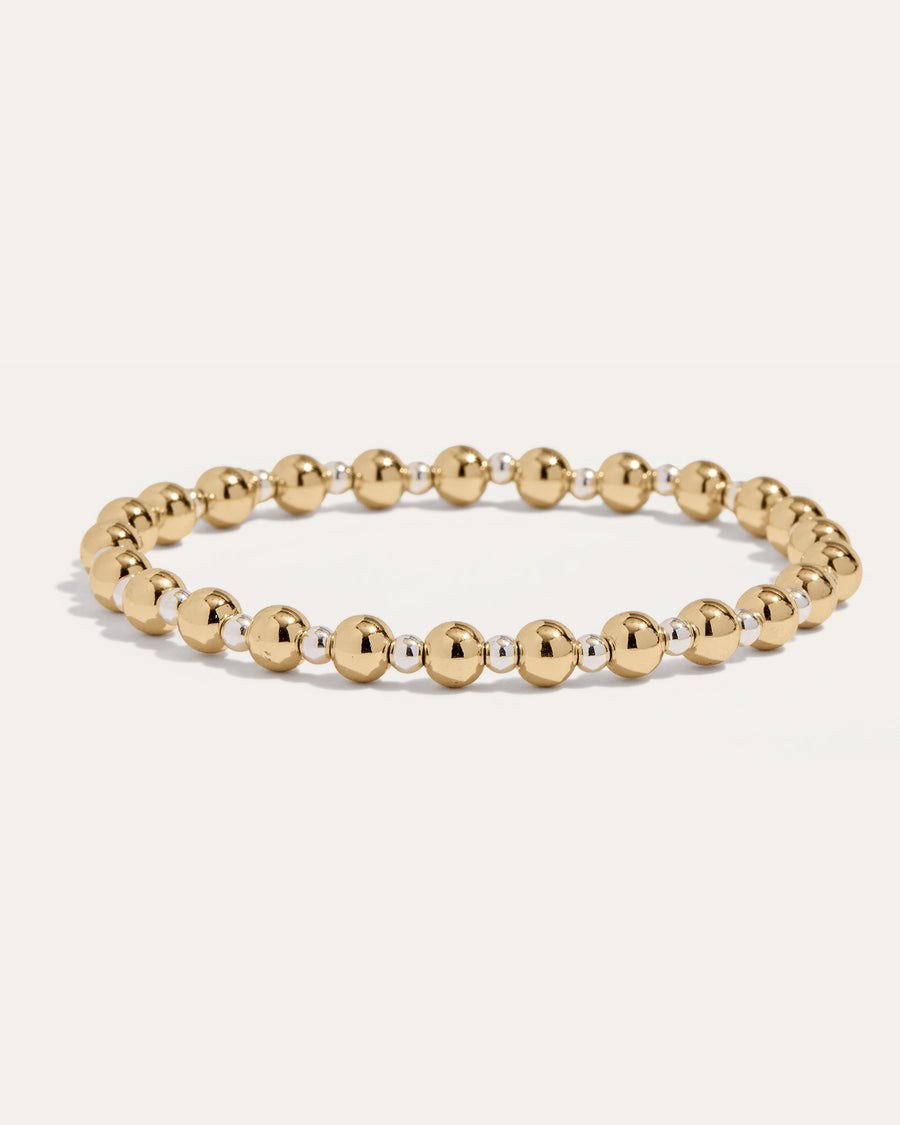 All Day 3 & 5mm Beaded Stretch Bracelet | Gold & Silver