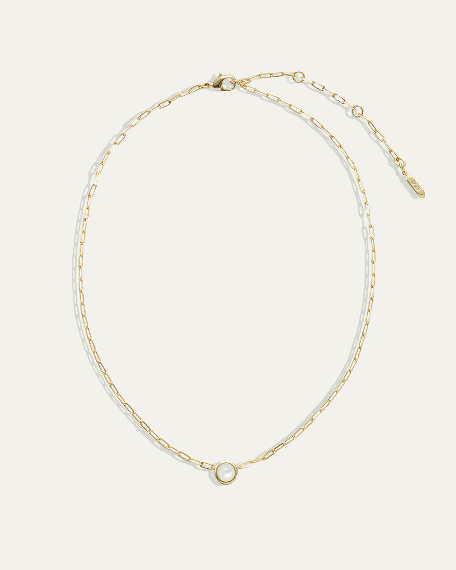 Ava Paperclip Necklace in Mother of Pearl