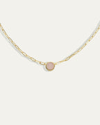 Ava Paperclip Necklace in Rose Quartz
