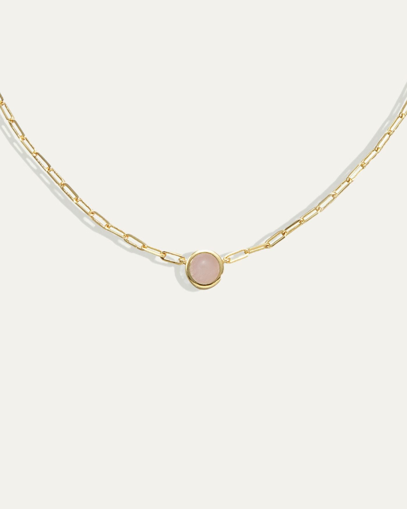 Ava Paperclip Necklace in Rose Quartz
