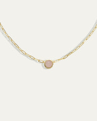 Ava Paperclip Necklace in Rose Quartz