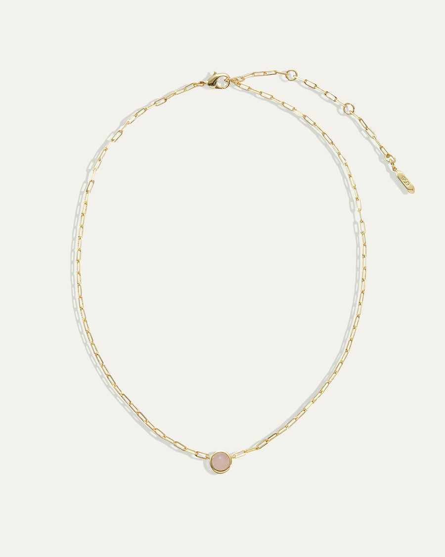 Ava Paperclip Necklace in Rose Quartz