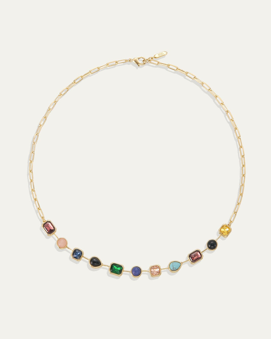 Naomie Paperclip Tennis Necklace in Multi