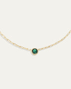 Ava Paperclip Necklace in Emerald
