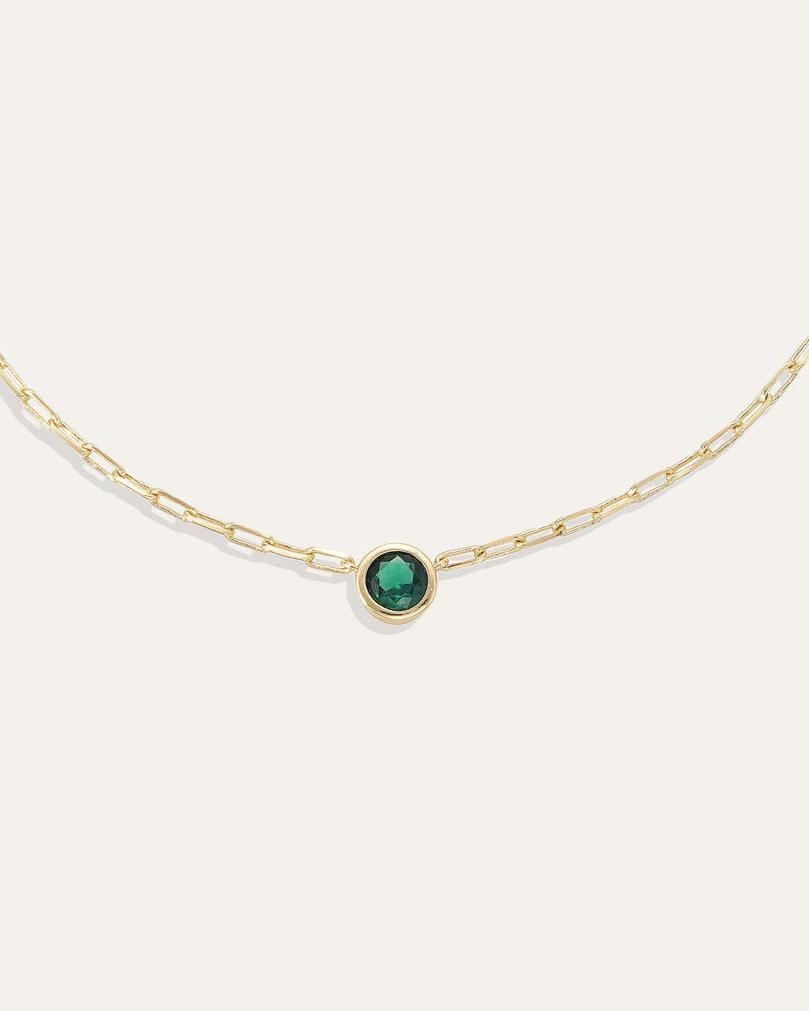 Ava Paperclip Necklace in Emerald