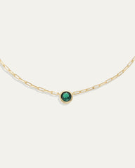 Ava Paperclip Necklace in Emerald