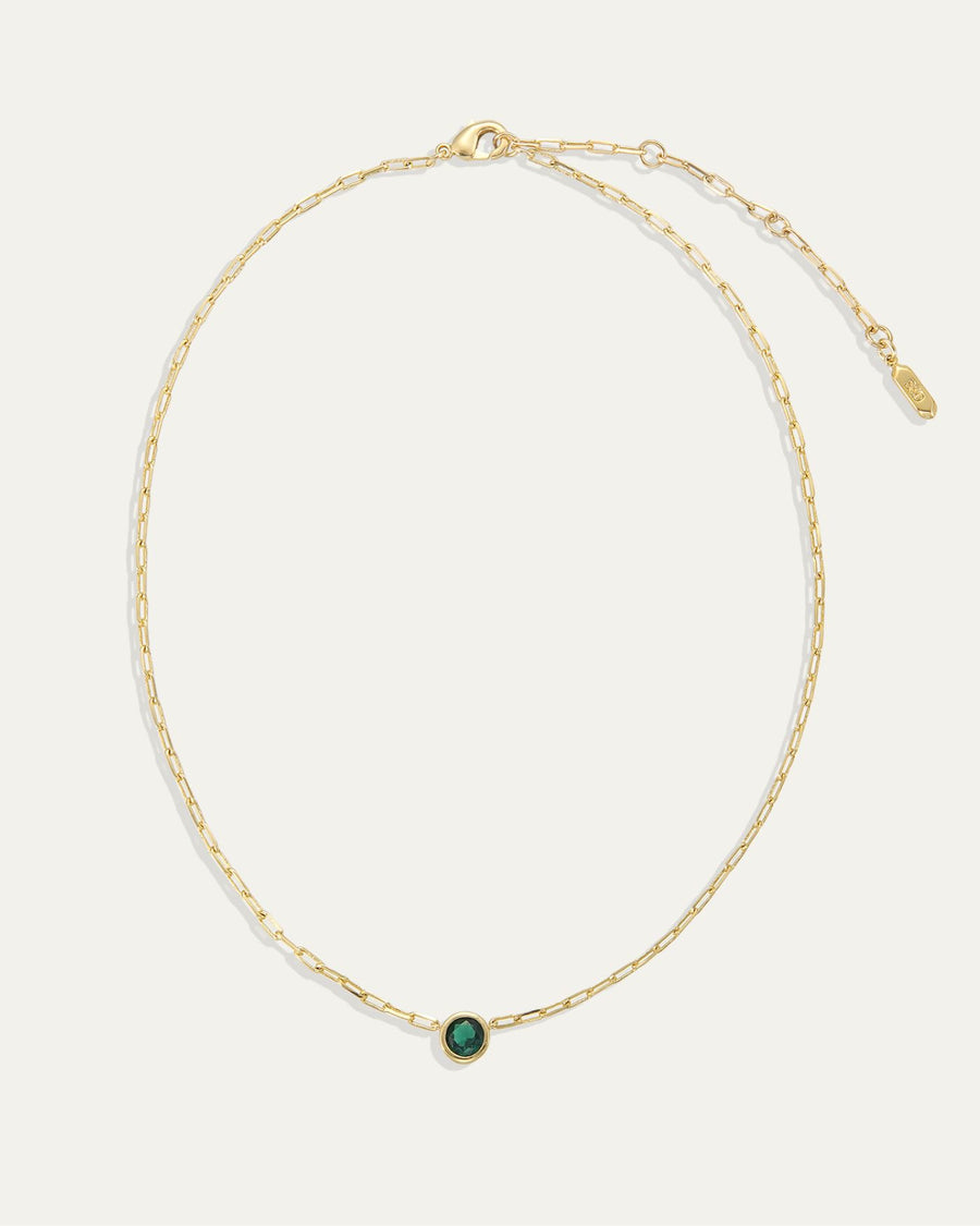 Ava Paperclip Necklace in Emerald