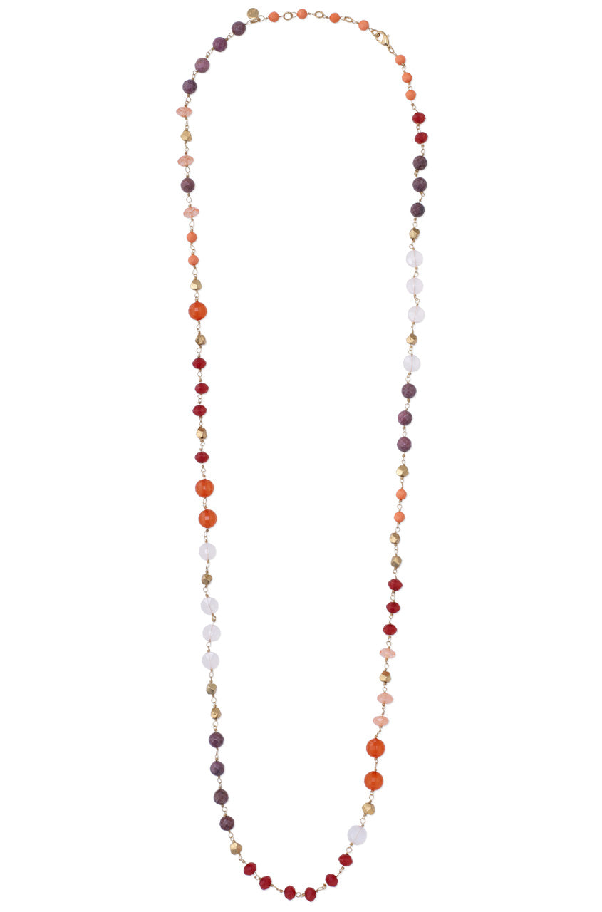 Aileen Pink Beaded Necklace [N372P]