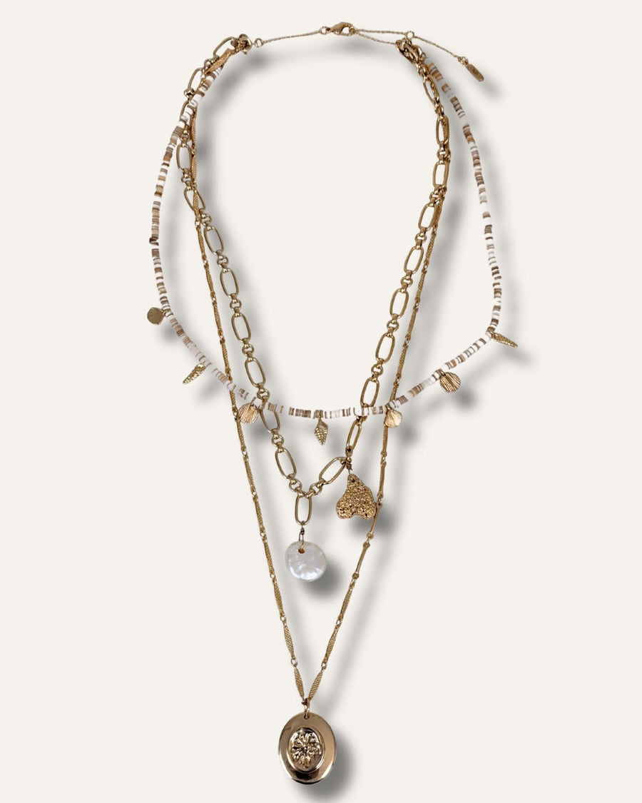 Never Released! Beach Strands Triple Layered Pendant Necklace
