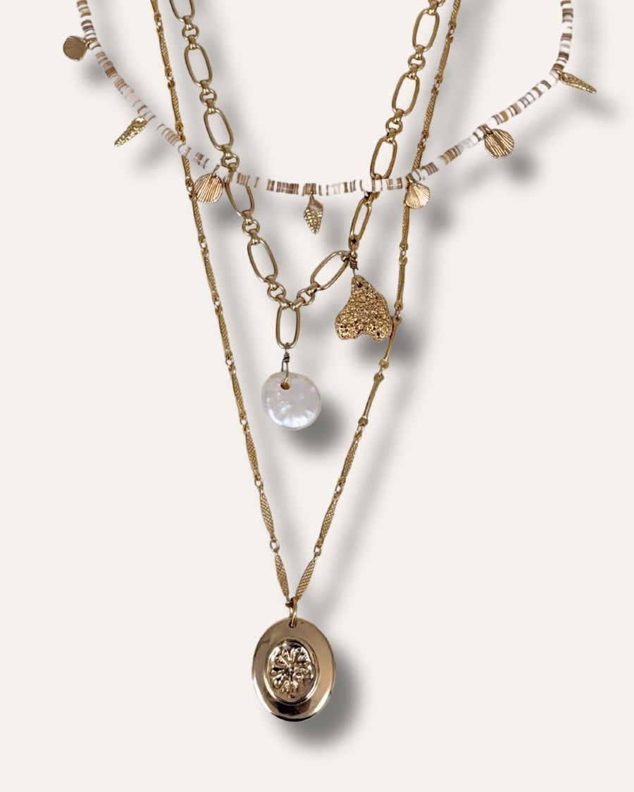 Never Released! Beach Strands Triple Layered Pendant Necklace