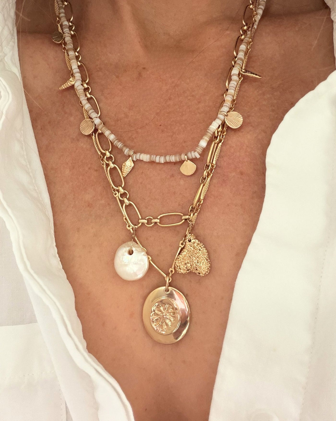 Never Released! Beach Strands Triple Layered Pendant Necklace