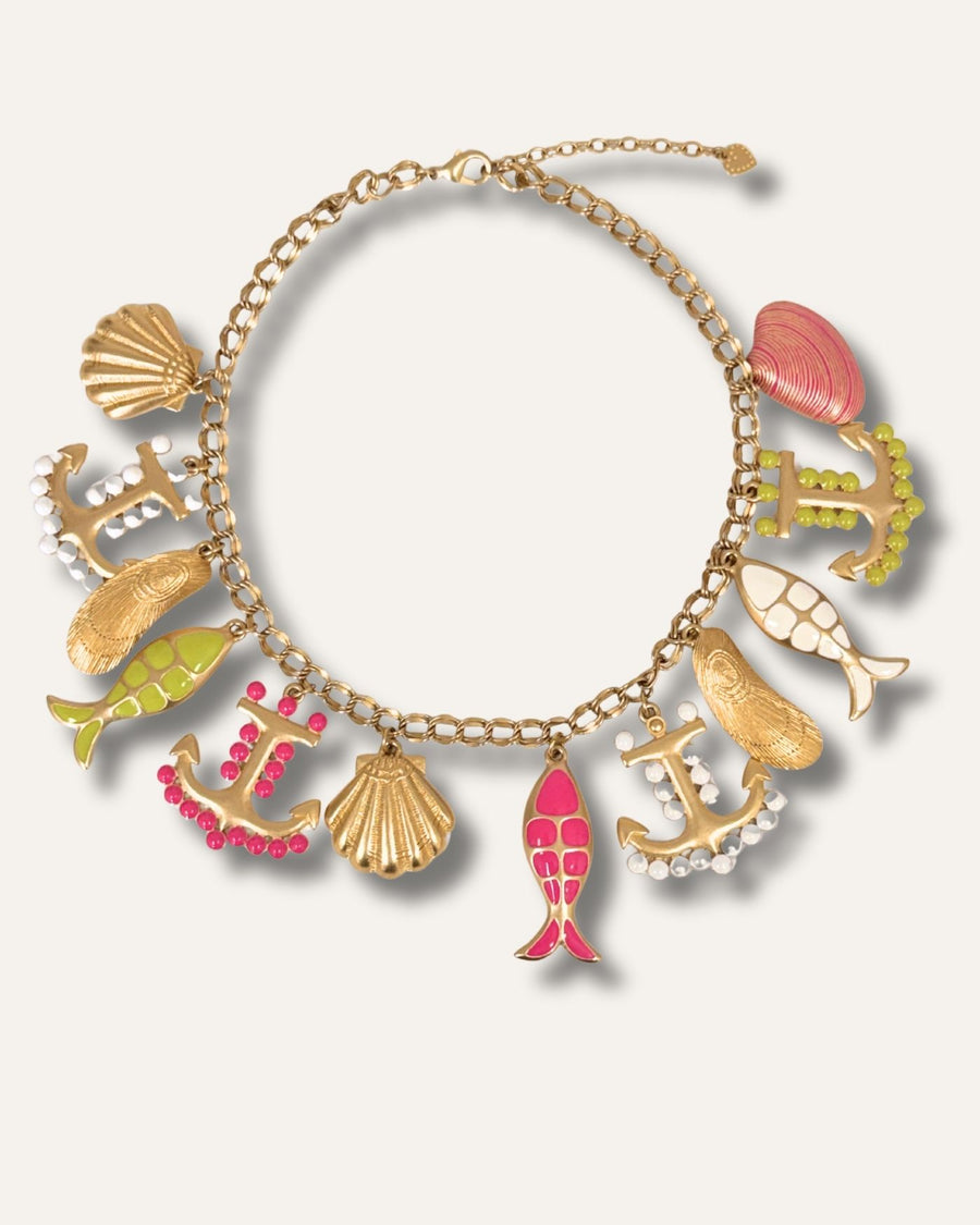 Never Released! Nautical Statement Necklace|Pink + Lime