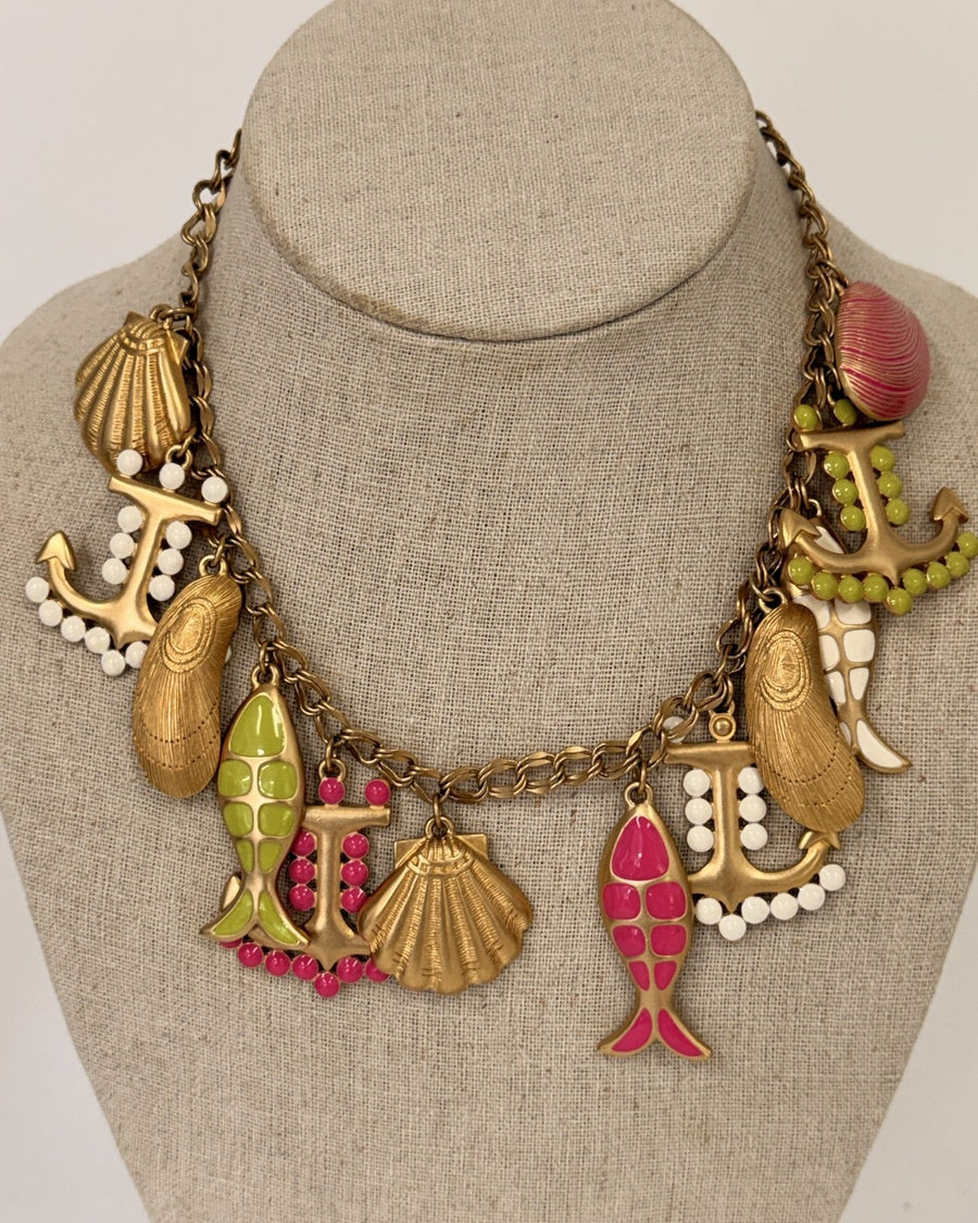 Never Released! Nautical Statement Necklace|Pink + Lime