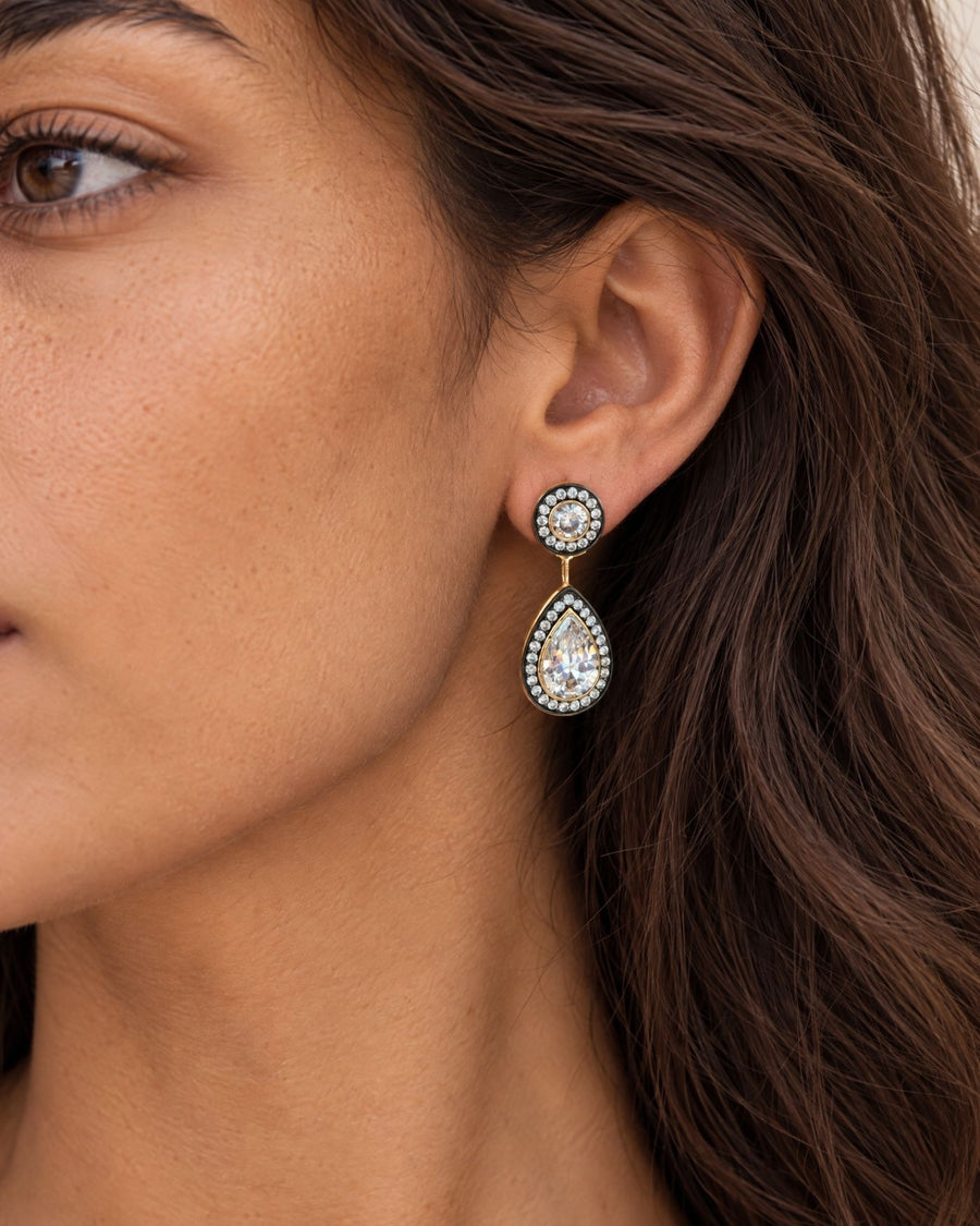 Naomie Two-Part Earrings in Pavé Diamond