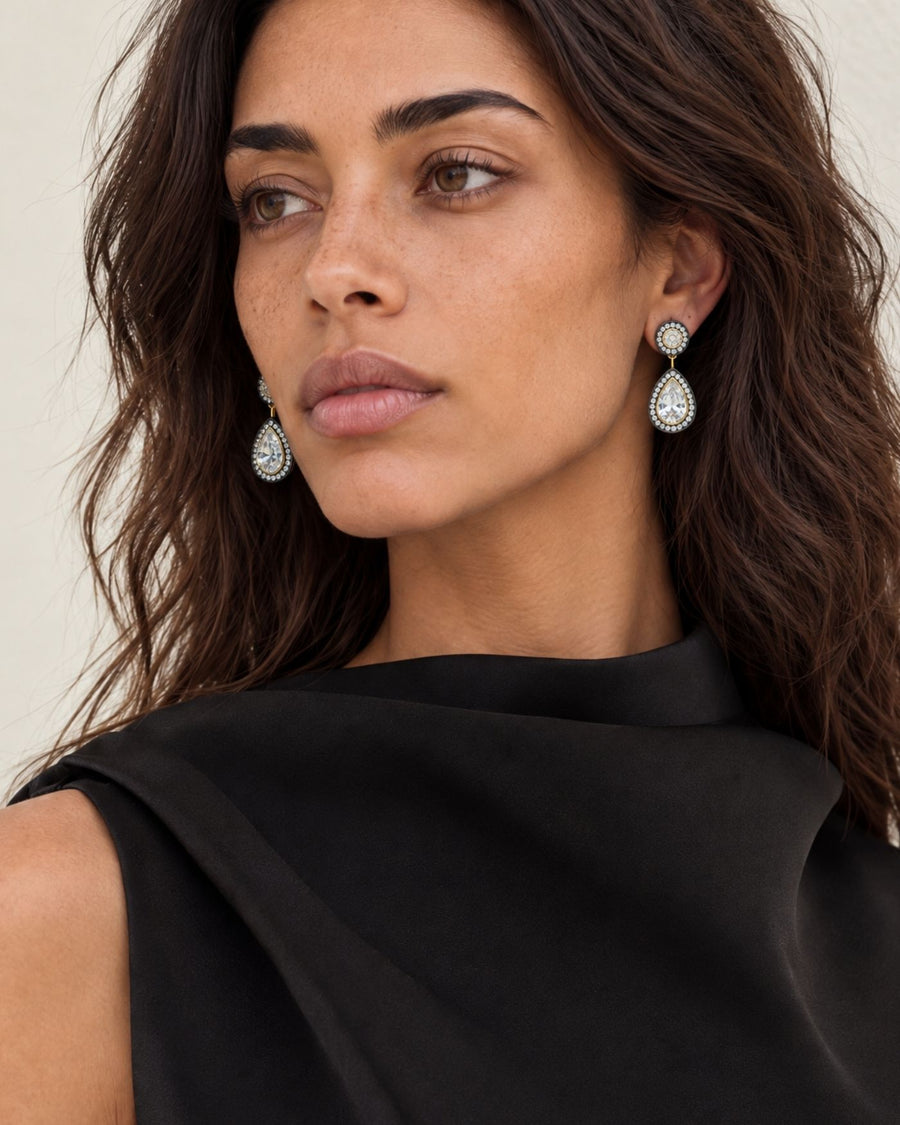 Naomie Two-Part Earrings in Pavé Diamond