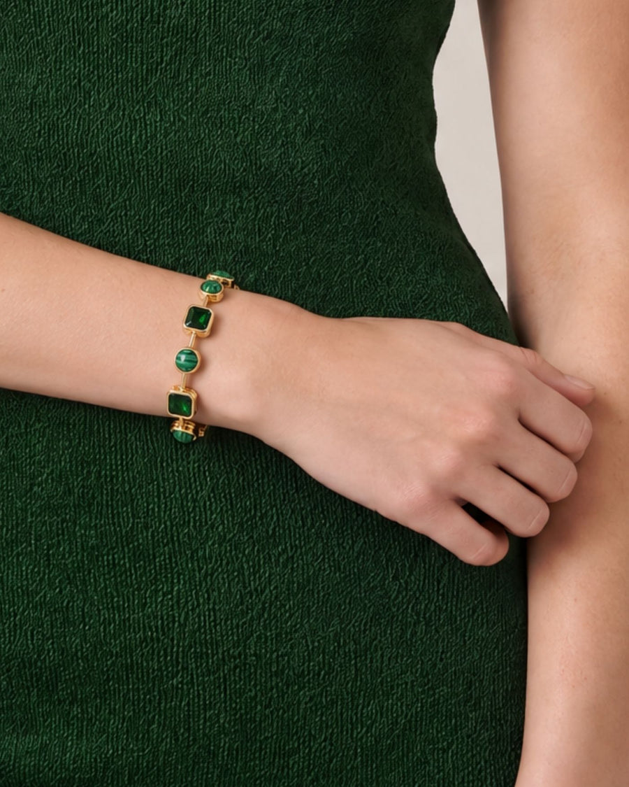 Naomie Tennis Bracelet in Malachite