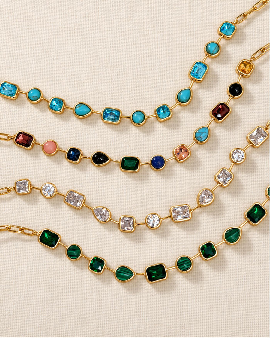 Naomie Paperclip Tennis Necklace in Multi