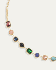 Naomie Paperclip Tennis Necklace in Multi