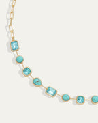 Naomie Paperclip Tennis Necklace in Turquoise