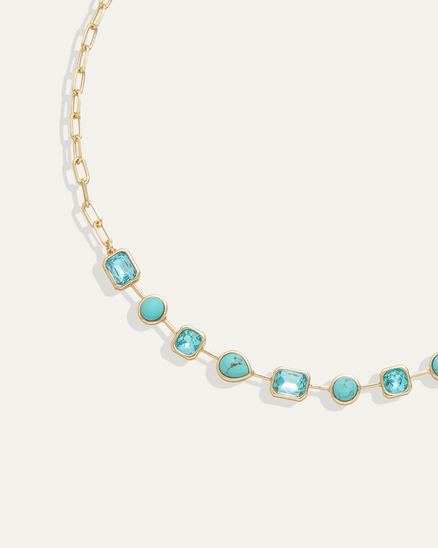 Naomie Paperclip Tennis Necklace in Turquoise