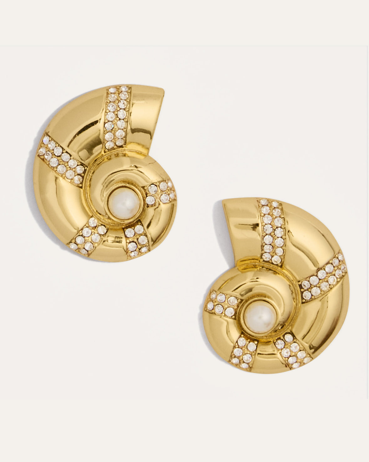 Nautilus Gold and Pearl Shell Stud Earrings 