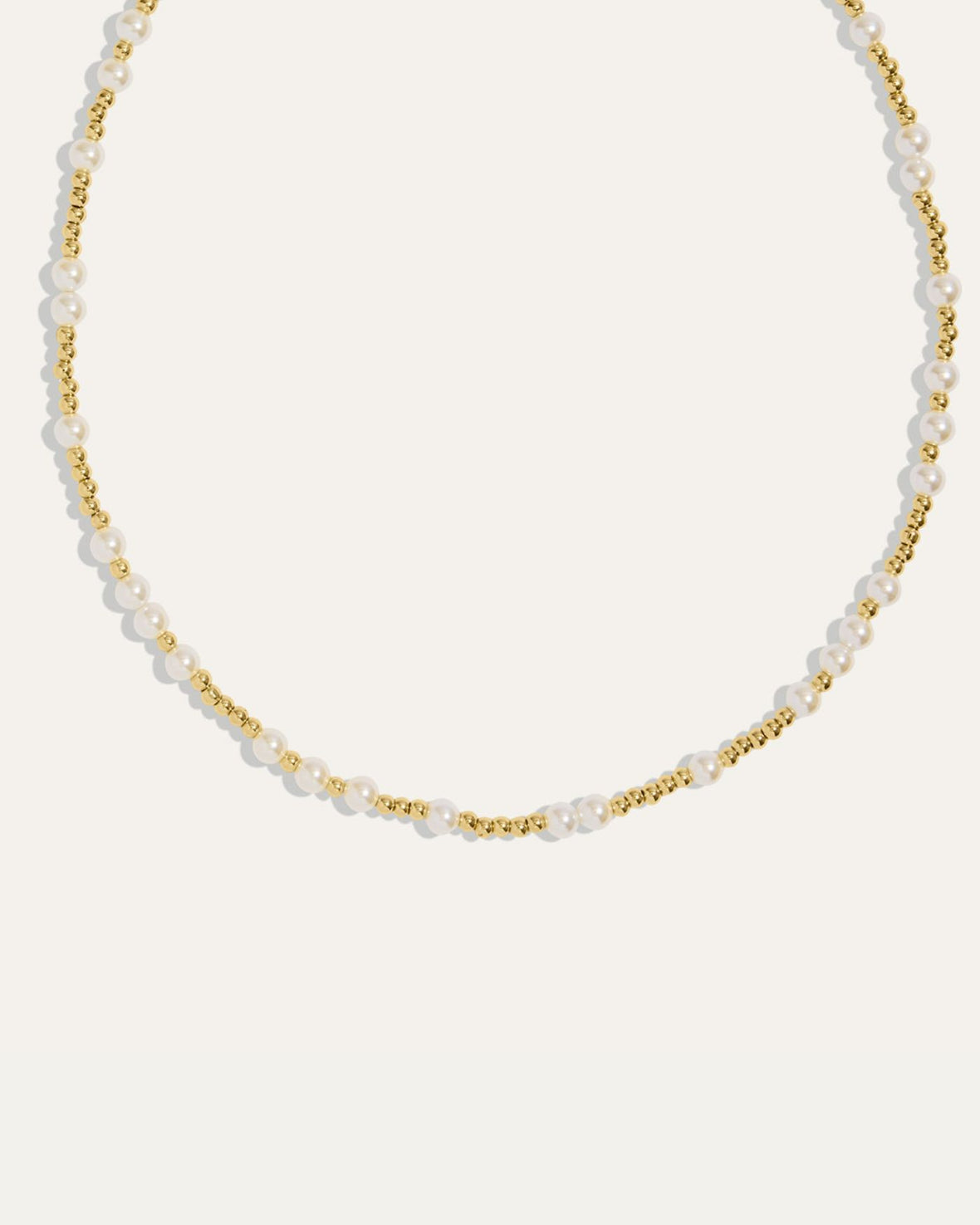 Pearl and Gold Beaded Adjustable Choker Necklace