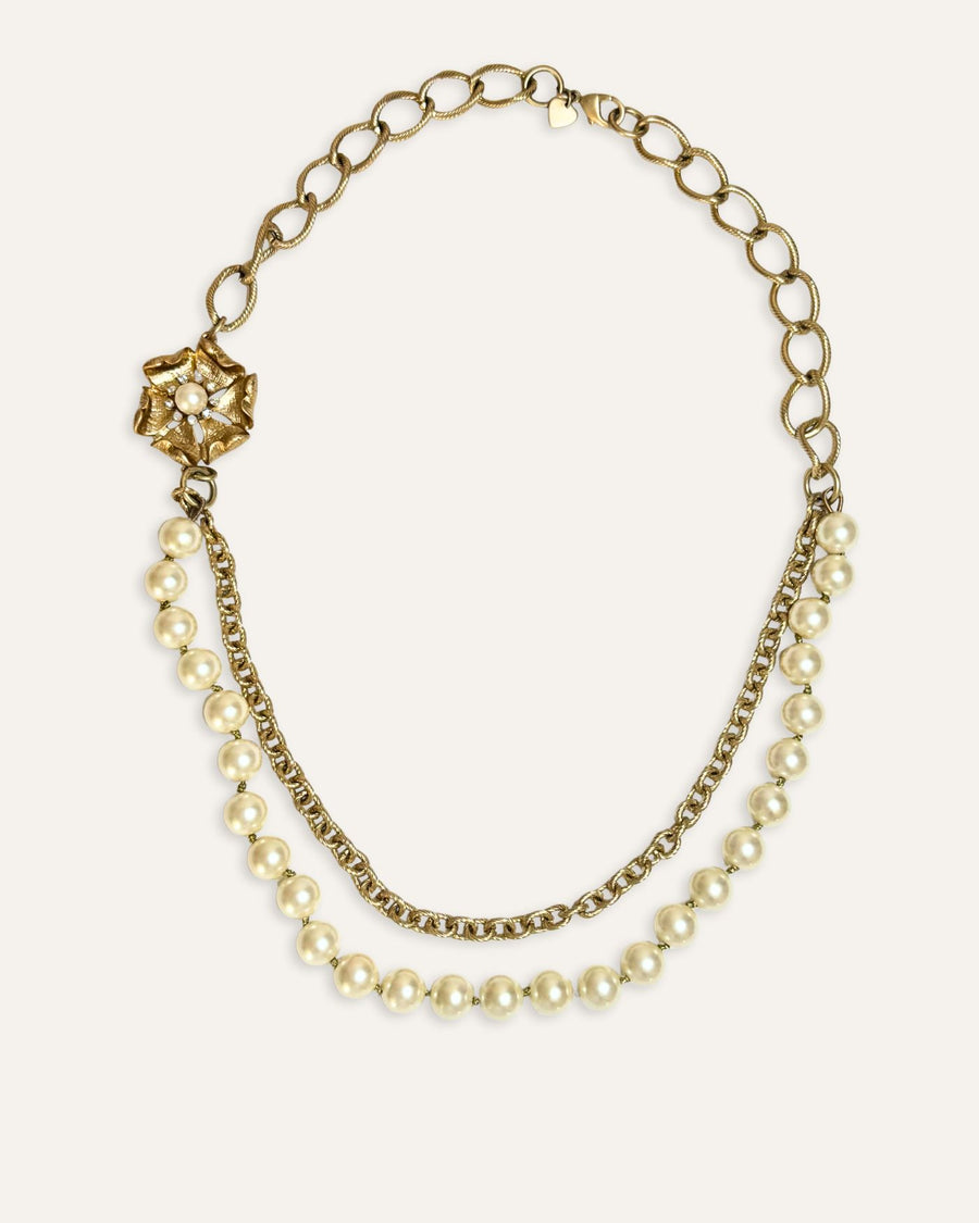 Pearl and Gold Bloom Necklace